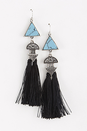 Long Hook Earrings With Triangles And Fringes 6EBG6